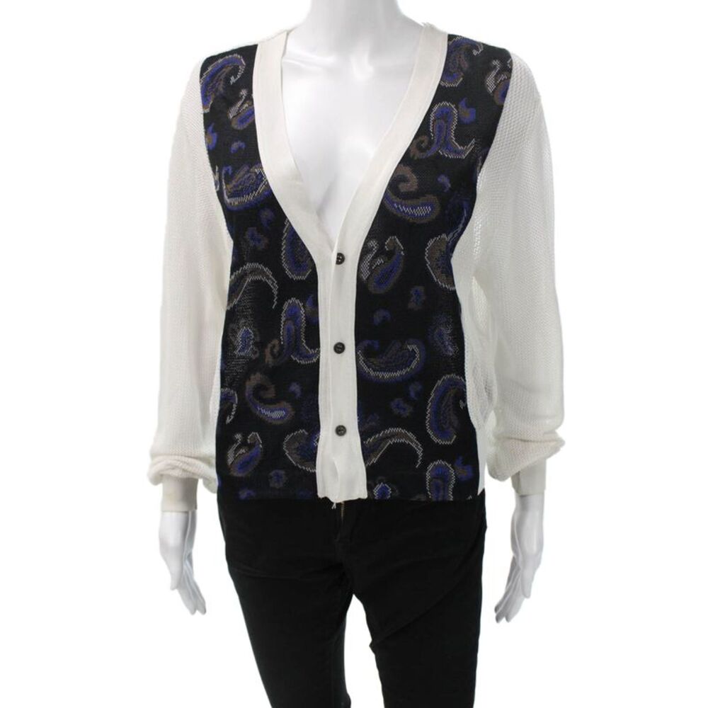 Toga Pulla Unisex Cardigan Black Paisley V-Neck Button Acetate Size 2